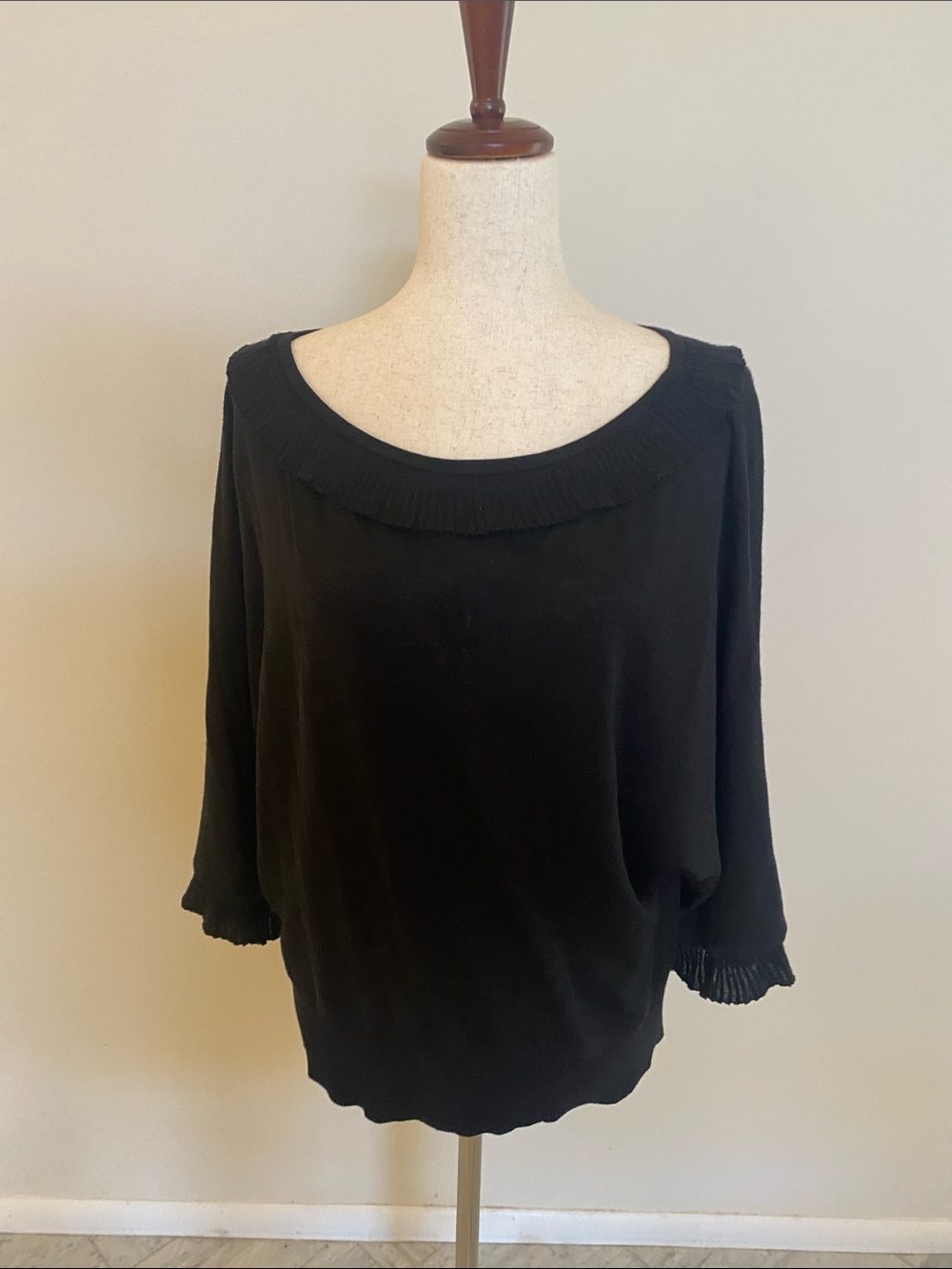 St. John Black Scoop Neck Sweater